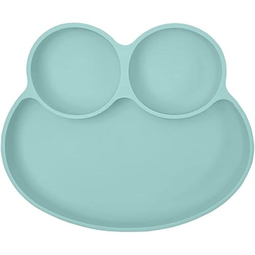 Abiie Octopod Frog Silicone Plates with Suction - Spill Proof, Easy to Clean - BPA-Free Bowl - Suction Plates for Baby and Toddler - Training & Feeding Divided Grip Dish (Baby Blue)