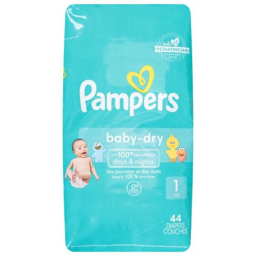 Pampers Baby-dry 1 (8-14 Lb) Sesame Street Diapers Jumbo Pack 44 Ea