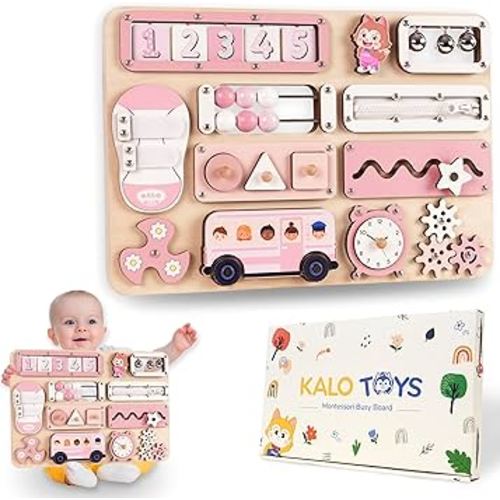 Large Busy Board Montessori Toys for 1 2 3 Year Old - Sensory Toys for Toddlers 1-3 - Fine Motor Skills & Early Learning - Montessori Gift for Boys & Girls - Travel-Friendly & Safe