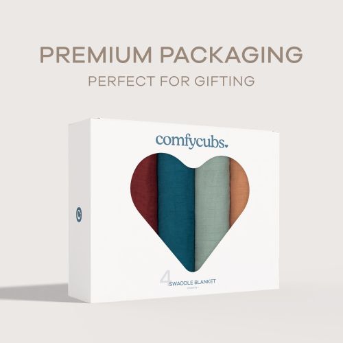 Muslin Swaddle Blankets Neutral, 4 Pack Receiving Blanket for Boys and Girls by Comfy Cubs