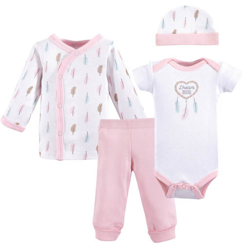 Pink Feathers 4pc Outfit Set – Preemie Store