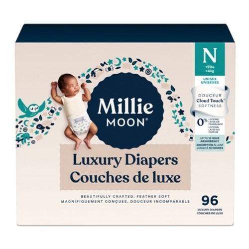 Millie Moon Millie Moon Luxury Diapers, Size Newborn, 96 Count | Shoppers Drug Mart