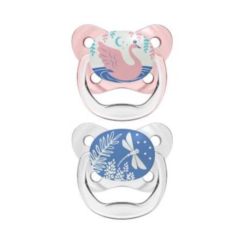 Dr. Brown's® PreVent® Stage 1 2-Pack Glow in the Dark Orthodontic Pacifiers in Pink - PINK - 0-6 MONTHS
