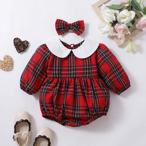 Plaid Lapel Long Sleeved Romper – August + Willow