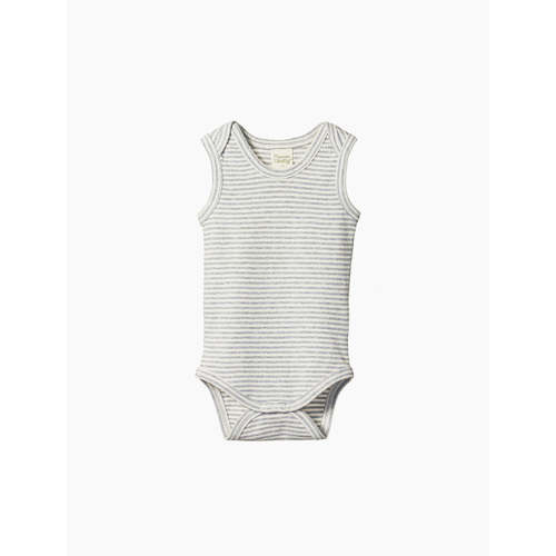 Singlet Bodysuit in Grey Marl Stripe