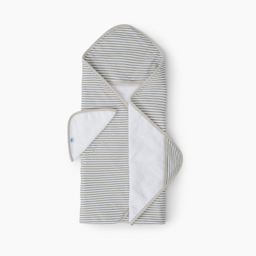 Little Unicorn Cotton Muslin Hooded Towel & Washcloth Set - Grey Stripe