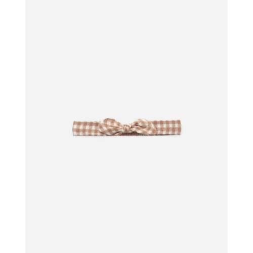Baby Bow Headband Fawn Gingham
