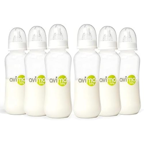 Avima Anti-Colic Baby Bottles – 10 oz, Medium Flow Nipples – BPA-Free, Standard Neck – Stage 2 for 3–6 Months – Set of 6