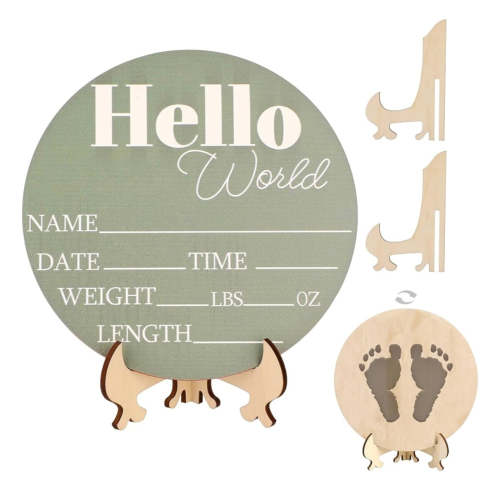 Hello World Baby Sign Announcement | Birth Stats - Unisex