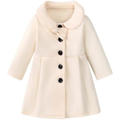 Toddler Baby Girl Coat Long Sleeve Solid Color Buttons Clothes Jacket Little Girls Dress Coat Fall Winter Outfit