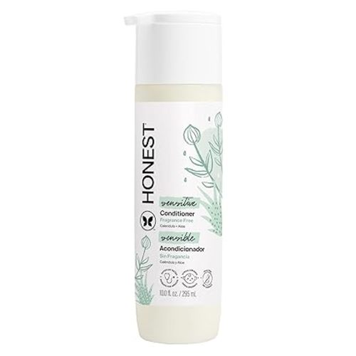 The Honest Company Silicone-Free Conditioner, Gentle, Hypoallergenic, Naturally Derived Ingredients, Fragrance-Free for Sensitive Skin, 10 fl oz