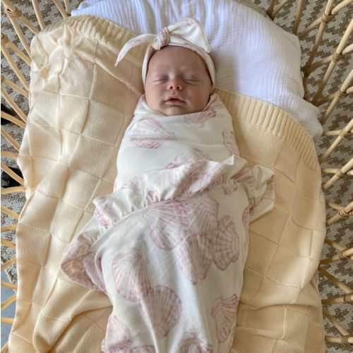 Jersey Swaddle & Top Knot | Sea Shells