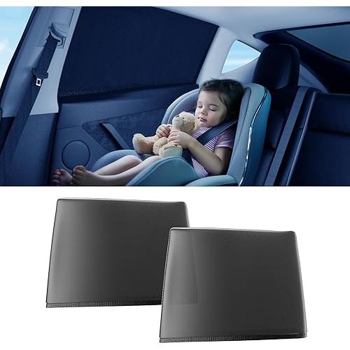 [Upgraded] DMJN Car Window Shade for Baby, [Nano-Ice-Crystal Coating] Efficient Block UV & Scorching Sun, Easy to Install Side Automobile Privacy Shade for Back Window - Universal Fit (Medium)