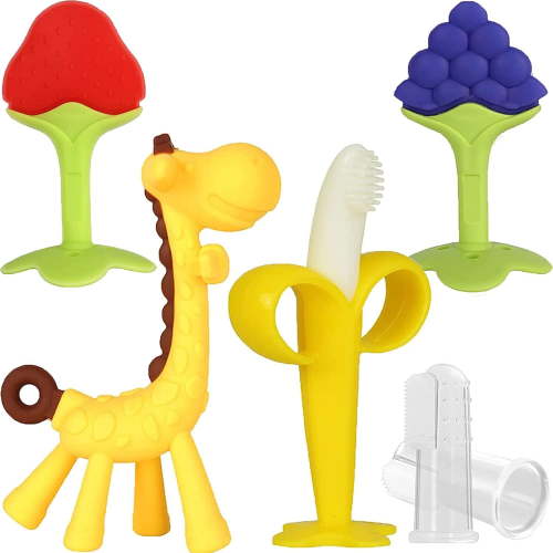 Baby Teething Toys for Newborn, BPA-Free Infants and Toddler Silicone Banana Silicone Teethers-4Pack