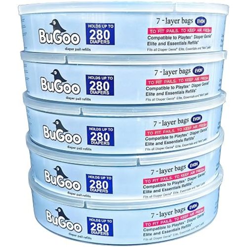 Diaper Pail Refill Bags Compatible with Genie & Muchkin Pails (5 Pack)
