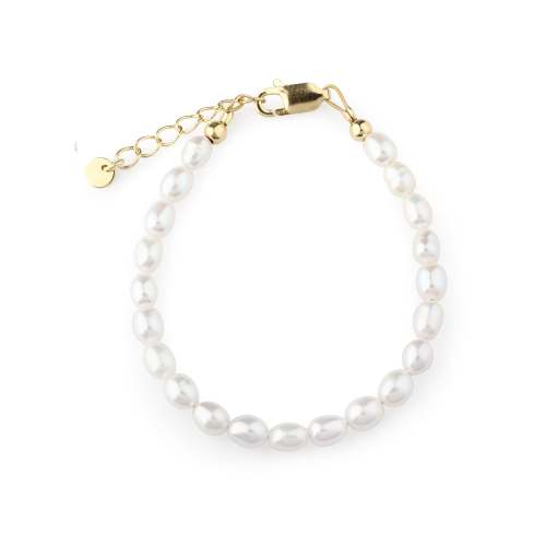 Girls Freshwater Rice Pearl Bracelet in 14k Gold-Plated Sterling Silve – Cherished Moments Jewelry