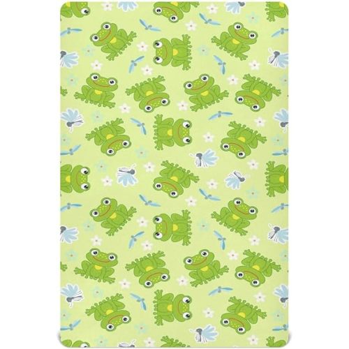 Cute Frog and Dragonfly Crib Sheets for Baby Boys Girl 28x52 Inch