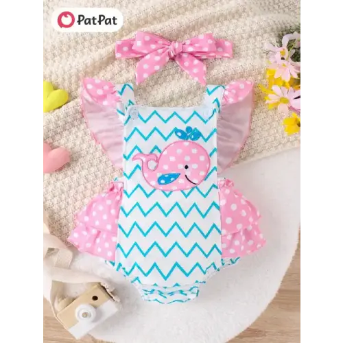 2pcs baby girl marine flutter sleeve romper set temu - Temu