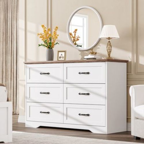 Garvee 5/6 Drawers Dresser for Bedroom,Chest of Drawers,Farmhouse Modern Wooden Dresser,Storage Organizer Dresser for Bedroom,Living Room,Kids Room