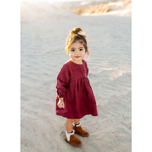 Linen Baby Dress, Smocked Baby Long Sleeved Dress, Linen Toddler Easter Dress, First Birthday Dress, Infant Clothing, Baby Linen Outfit