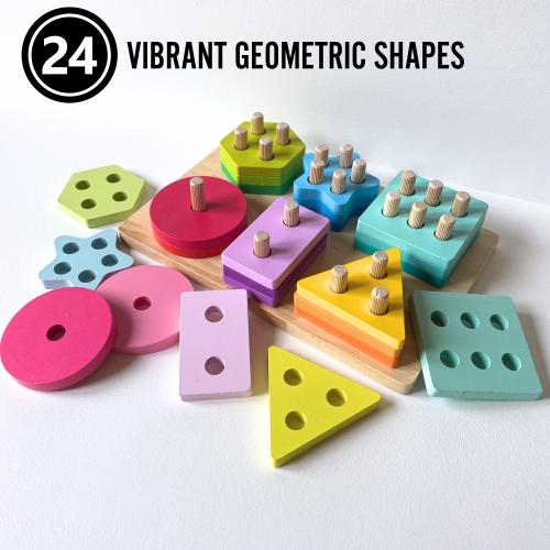 Wooden Shape Sorter Puzzle Game for Toddler Montessori Educational Benefits Development Toy Storage Solution for Classroom Learning Activity
