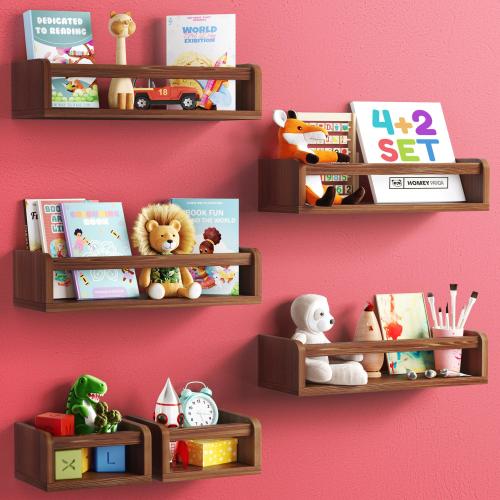 Floating Nursery Shelves: Wooden Hanging Bookshelf, Kitchen Storage