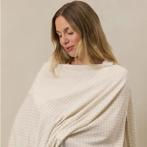 Cream Houndstooth Nursing Cover