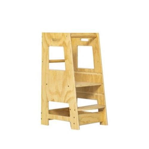 KTMBDW Kids Kitchen Step Stool for Kids with Safety Rail, Adjustable Height Toddler Learning Stool, Toddlers Kitchen Stool Tower (White)