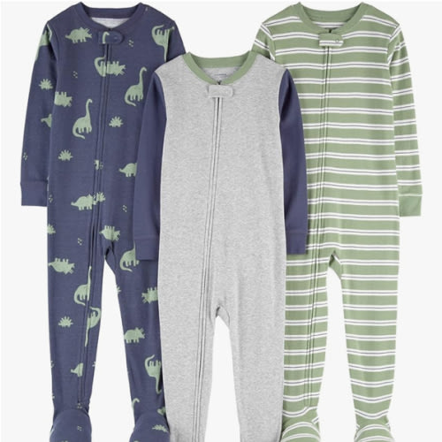 Simple Joys by Carter's baby-boys 3-pack Snug Fit Footed Cotton Pajamas