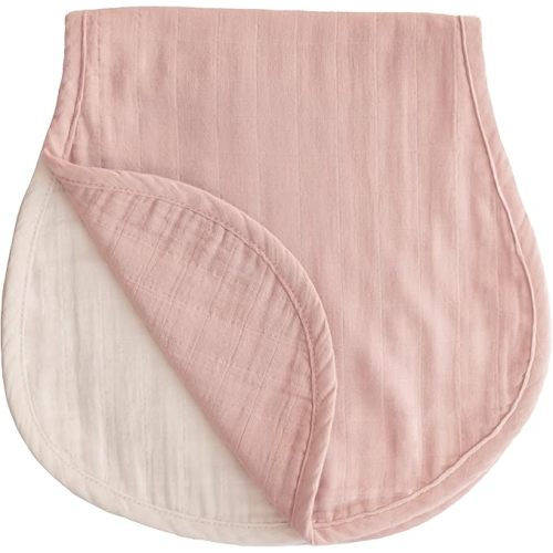 mushie Muslin Baby Burp Cloths | 100% Organic Cotton, Set of 2 (Blush/Fog)