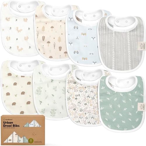 8-Pack Organic Baby Bibs for Boys, Girls - Soft Cotton Drooling and Teething Bibs for Baby Girl & Boy, Extra Absorbent, Easy To Clean & Put On for Toddler, Newborn, Infant 0-24 Months (Prairie)