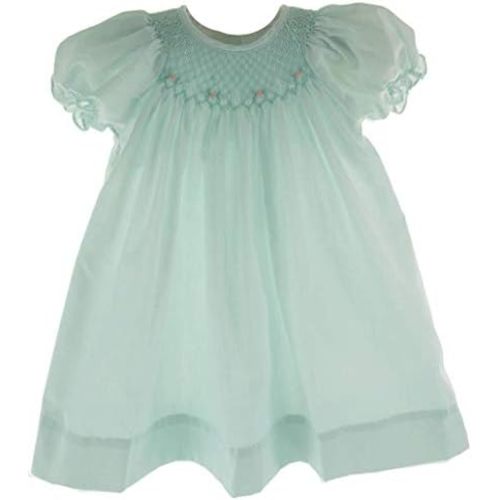 Girls Mint Green Smocked Dress Bonnet Set Bishop Day Gown