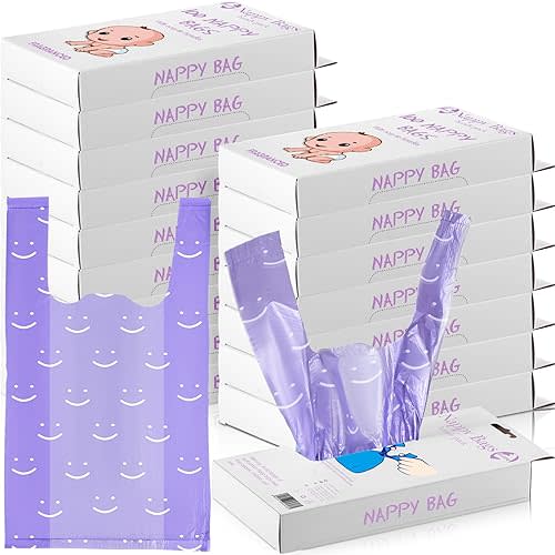 Colarr 1600 Count Baby Disposable Diaper Bags Scented Diaper Sacks with Tie Handle Disposal Trash Sacks Pet Dog Poop Cat Litter Clump Waste Bags Refill(Purple)