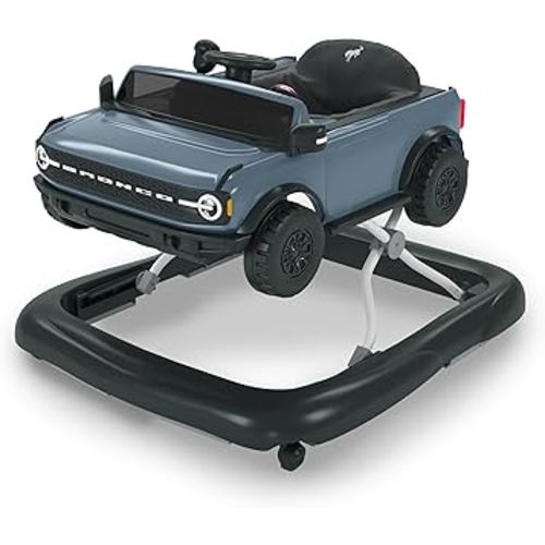 Bright Starts Ford Bronco 4-in-1 Blue Grey Baby Activity Center & Push Walker with Removable Interactive Steering Wheel -Toy, 6 Months and up