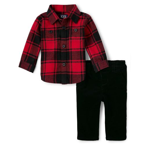 The Children's Place Baby Boys' Long Sleeve Button Down Shirt and Chino Pants Set 2-pack
