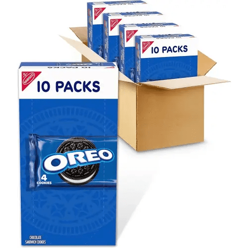 OREO Chocolate Sandwich Cookies, 40 Snack Packs (4 Cookies Per Pack, 4 Boxes)