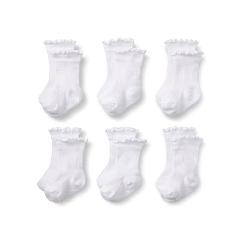 Amazon Essentials x Sofia Grainge Toddlers and Baby Girls' Scallop Top Socks, 6 Pairs