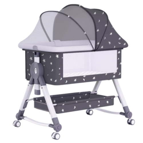 HAOUUCYIN Baby Bassinet, 5-in-1 Infant Bedside Crib with Diaper Table, Adjustable Height, for 0-24 Months, Black