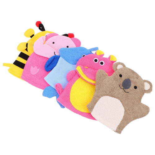 5 Pcs Kids Wash Glove Shower Scrubber Animal Bath Towel Baby Scrubbing