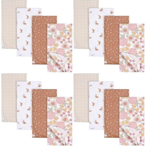 Gerber Unisex Baby 100% Cotton Flannel Receiving Blankets 30x30 Inches (Pack of 4), Retro Floral, One Size