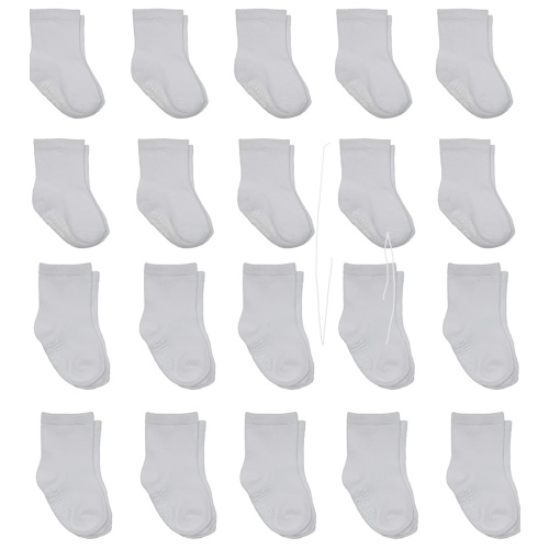 Little Me 20-Pack Newborn Baby Infant & Toddler Unisex Socks, 0-12/12-24 Months, Assorted Size Pack, White