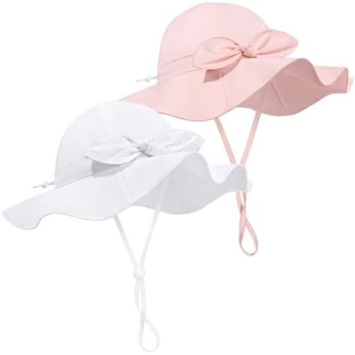 Baby Girl Sun Hat Summer Foldable Beach Hats with UPF50+ Sun Protection Wide Brim Toddler Bucket Hat Cap