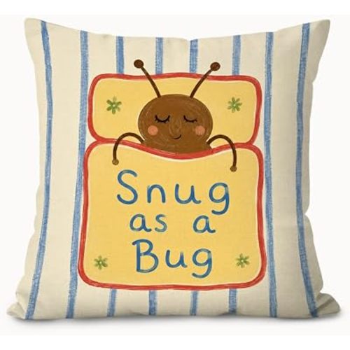 Blue Bug Nursery 18x18 Pillow Cover, Kids Room Decor