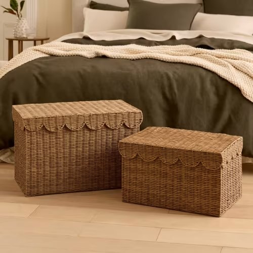 Scalloped Natural Lidded Baskets | Adairs