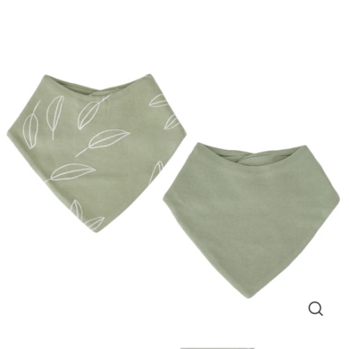 Bandana Bib Set, Merino Wool & Organic Cotton, Set of 2, Sage