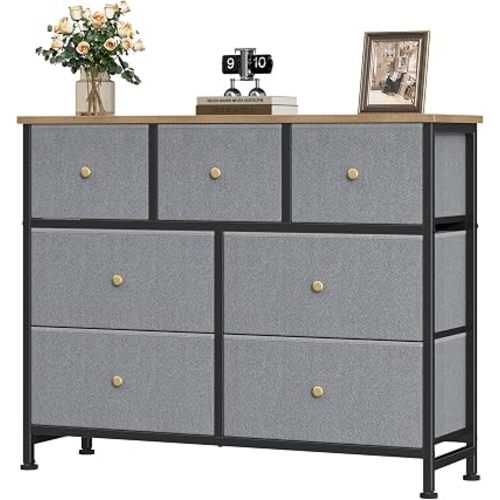 OLIXIS 7 Drawer Fabric Dresser, Storage Tower for Bedroom and Closet
