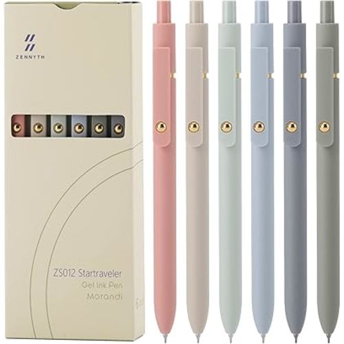 Ddaowanx Gel Pens, 6 Pcs 0.5mm Quick Dry Black Ink Pens Fine Point Smooth Writing Pens, Cute Office School Supplies Gifts for Women