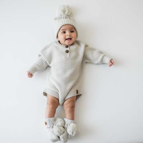 Chunky Knit Romper in Oat