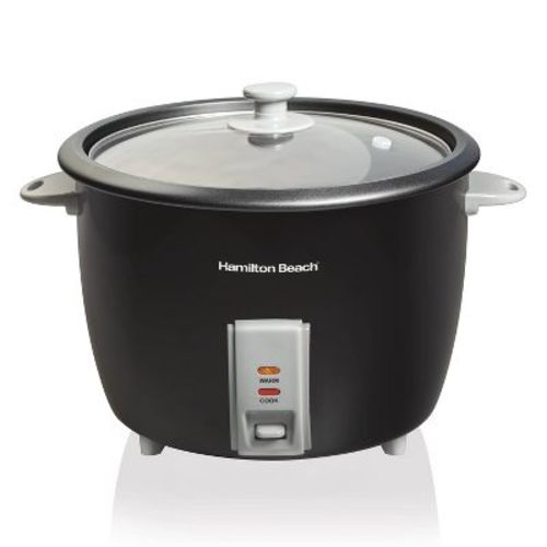 Hamilton Beach 30-Cup Rice Cooker - Black: Nonstick, Cool Touch, Dishwasher-Safe, 1000W, Steamer Function, 1 Setting