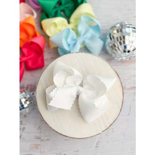 4.5" Classic Scalloped Hair Bow | Clip or Headband